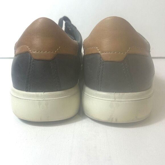 Ecco Mens US 11-11.5 EU 45 Shoe Sneaker Dark Gray Leather Casual Comfort Low Top - Picture 7 of 13